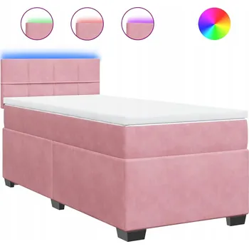 Postel Kontinentální postel růžová s čelem, 190 x 90 x 100,5 cm