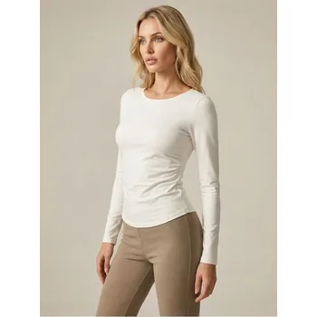 Dámské tričko Sinsay - Bavlněné tričko - krémová - 7940A-01X - 7940A-01X-XL