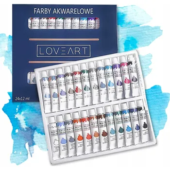 Vodová barva Vícebarevné akvarelové barvy Loveart 24 ks 12 ml