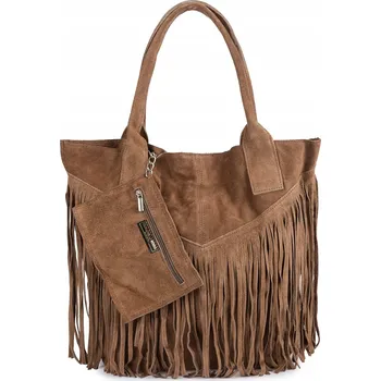 Kabelka Vera Pelle shopper kabelka z pravé kůže hnědá