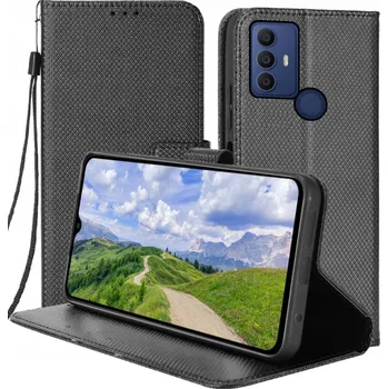 Pouzdro na mobilní telefon Flipové pouzdro RCBR pro TCL 305 / 306 / 30E / 305i DIAMOND WALLET černé