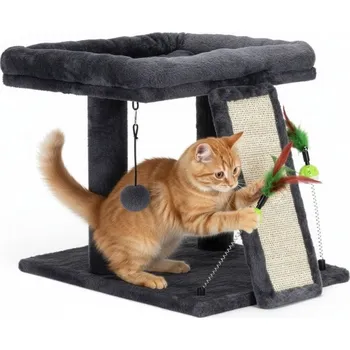 Škrabadlo pro kočky s odpočívací plochou a hračkami SPRINGOS PA1084