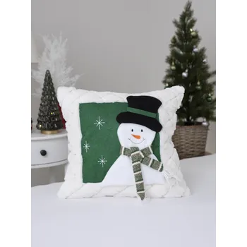 Pletený vánoční povlak na polštář 40 × 40 cm - Šťastný sněhulák