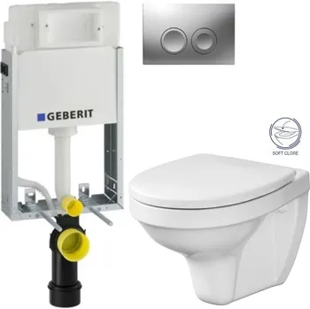 WC sada GEBERIT KOMBIFIXBasic vč. matného tlačítka DELTA 25 + WC CERSANIT DELFI + SOFT SEDÁTKO 110.100.00.1 21MA DE2