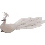 Dekorativní páv na klipu bílý 36 cm