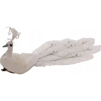 Bytová dekorace Dekorativní páv na klipu bílý 36 cm
