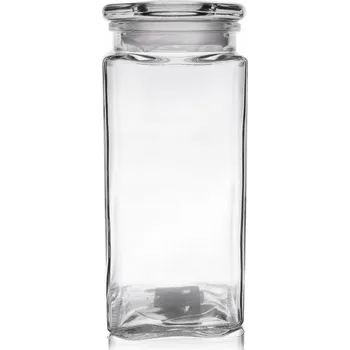 Dóza na potraviny SKLENĚNÁ ČTVERCOVÁ NÁDOBA NA POTRAVINY S VÍKEM, BOX NA OBĚD 1.8 L