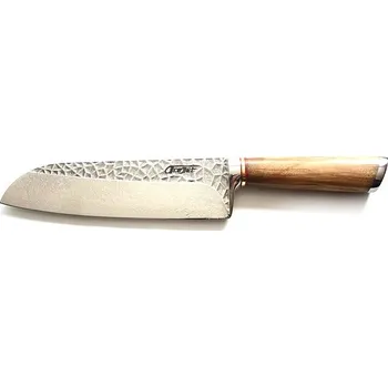 Kuchyňský nůž AceJet Hammerman Olive Santoku SanMai kuchyňský nůž 18,5cm damašek