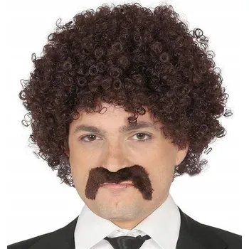 Karnevalová paruka Guirca paruka krátké hnědé kudrnaté vlasy