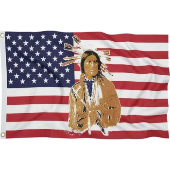 Karnevalový doplněk Vlajka USA s indiánem 150 x 90 cm