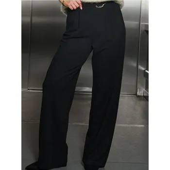 Dámská móda Sinsay - Kalhoty širokého střihu s sklady - černá - 625FJ-99X - 625FJ-99X-L