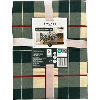 ubrus SMUKEE Vánoční dekorativní ubrus zelená kostka 110x160cm