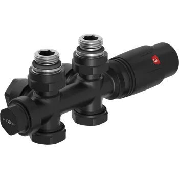 Vodovodní baterie Mexen G00, termostatická souprava Duplex, úhlové/rovné připojení DN50, černá matná, W908-900-70