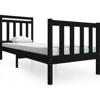 Postel Rám postele z masivního borovicového dřeva, černý, 195,5 x 81 x 100 cm