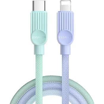 ESSAGER ES-X73 opletený nabíjecí a datový kabel - USB-C na Lightning - 1 m - mentolovofialový