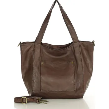 Kabelka MARCO MAZZINI Tmavě hnědá prostorná kožená shopper kabelka (v241c) Velikost: ONE SIZE