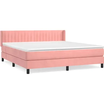 Postel Kontinentální postel růžová 203 x 183 x 78/88 cm s matrací 180 x 200 x 20 cm