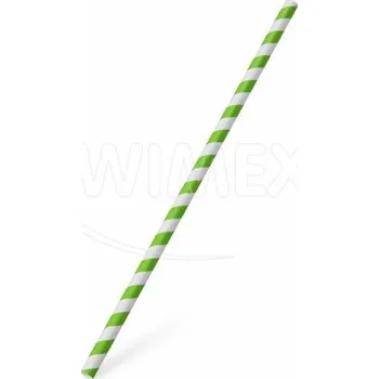 Jednorázové nádobí Slámka papírová JUMBO zelená spirála 25 cm, Ø 8 mm [100 ks]