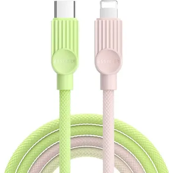 ESSAGER ES-X73 opletený nabíjecí a datový kabel - USB-C na Lightning - 2 m - zelenorůžový
