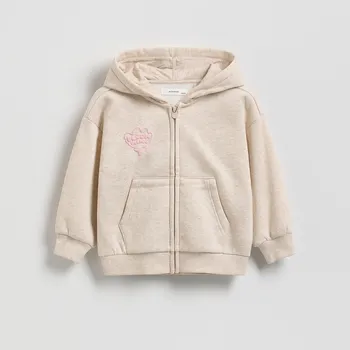 Dívčí mikina Reserved - Mikina na zip s kapucí - béžová - 907HV-08M - 907HV-08M-98