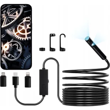 Kamera Endoskopowa Podwójny Obiektyw Z Kablem Snake 5M I Regulowana Jasność