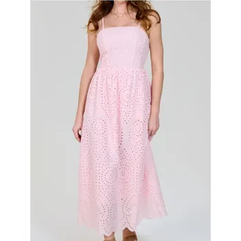 Dámská móda Sinsay - Midi ažurové šaty - pastelová růžová - 514DA-03X - 514DA-03X-XXL