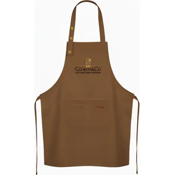 Kuchyňská zástěra KUCHYŇSKÁ ZÁSTĚRA 100% BAVLNA CANVAS DLOUHÁ NASTAVITELNÁ HNĚDÁ