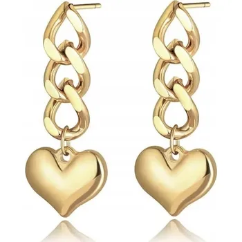 Náušnice Náušnice zlaté ocelové srdce řetízek pancéřový