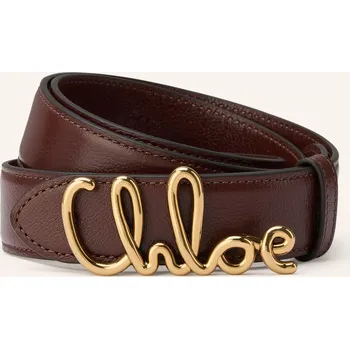 Módní doplněk Chloé Dámský Kožený Opasek, tmavě hnědá / zlatá, 90