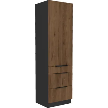 Kuchyňská linka Nábytek PEGAS s.r.o. Kuchyňská skříň MONZA - 60 DKS-210 3S1F, Černá mat/Ořech