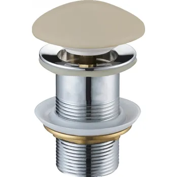 sítko a zátka do dřezu Mexen uzavíratelná kulatá umyvadlová odtoková zátka typu ClickClack, bez přepadu, béžová matná keramická, 79910-62