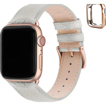 Řemínek na hodinky Řemínek Fullmosa pro Apple Watch slonová kost růžové zlato 38-49mm kůže
