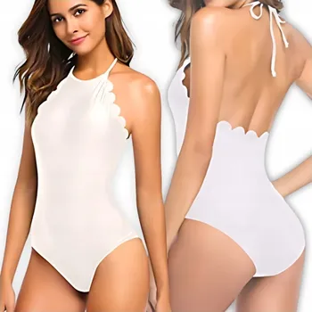 Dámské plavky MONOKINI WYSZCZUPLAJĄCE Z FALBANKĄ JEDNODÍLNÉ PLAVKY KOSTÝM L