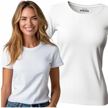 Dámské tričko DÁMSKÉ TRIČKO BÍLÉ 100% BAVLNA TRIČKO PŘITANÉ