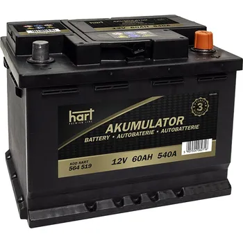 Auto-moto baterie Autobaterie Hart, 12V, 60AH 540A 242X175X190/P+/, HART 564 519