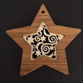 Vánoční dekorace AMADEA Dřevěná ozdoba z masivu s vkladem - hvězda s ornamentem 8 cm