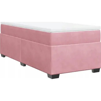 Postel Kontinentální postel růžová 190 x 90 x 46 cm s matrací a topperem