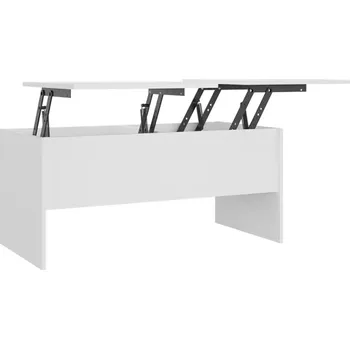 Konferenční stolek Bílý konferenční stolek s úložnými prostory, 102 x 50,5 x 46,5 cm