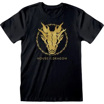 Pánské tričko House of The Dragon: Gold Ink Skull (M) černá bavlna