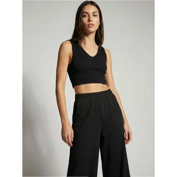 Dámské oblečení Sinsay - Bavlněný crop top - černá - 7168K-99X - 7168K-99X-XS
