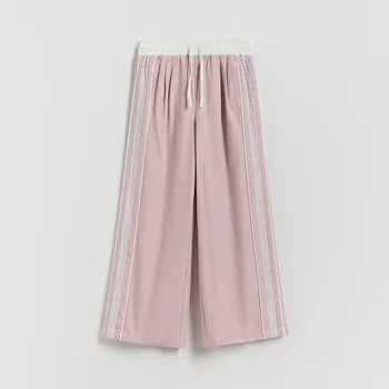 Reserved - Kalhoty s krajkovými lampasy - pudrově růžová - 187HN-39X - 187HN-39X-152