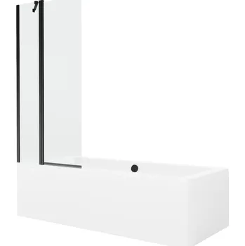 MEXEN/S - Cube obdélníková vana 180 x 80 cm s panelem + vanová zástěna 80, transparent, černá 550518080X9408117000