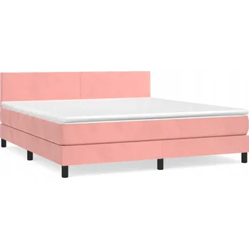 Postel Kontinentální postel růžová 203 x 160 x 78/88 cm s matrací 160 x 200 x 20 cm
