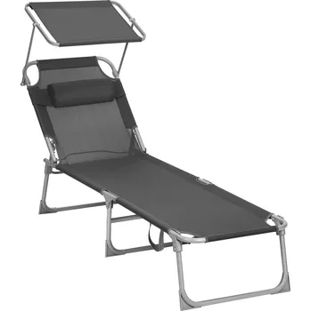 Zahradní lehátko SONGMICS Lehátko, 53x193x29.5cm, šedé Campingbed
