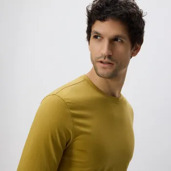 Reserved - Tričko s vysokým podílem mercerované bavlny a dlouhými rukávy - pudrově zelená - 970HL-97X - 970HL-97X-XXL