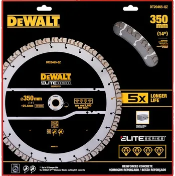 Pilový kotouč DeWALT Diamantový kotouč ELITE SERIES 350 × 25,4 mm pro řezání armatury DT20465