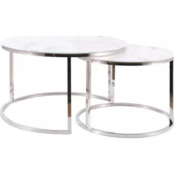 Obývací pokoj Sada 2 ks konferenčních stolků Atlanta B bílý mramor/chrom