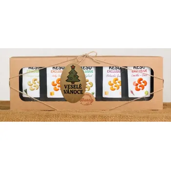Dárkový potravinový koš Dárková sada Kešu EXCLUSIVE mix 5 druhů slaných TOP CHUŤ Veselé vánoce stromeček (Dárková sada Kešu EXCLUSIVE mix 5 druhů slaných TOP CHUŤ Veselé vánoce stromeček)