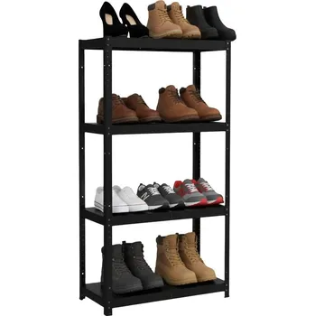 Dílenský regál Lakovaný celokovový regál Mamutex Standard 1600x800x400 mm – 4 police, nosnost 480 kg, černý