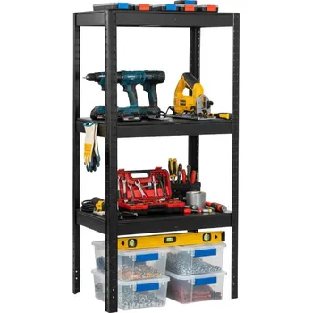 Dílenský regál Lakovaný celokovový regál Mamutex Standard 1000x600x400 mm – 3 police, nosnost 360 kg, černý